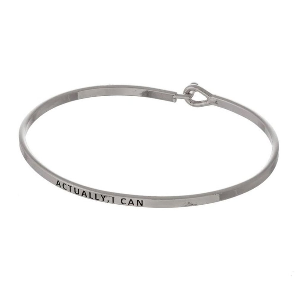 "Actually I Can"  Silver Tone Bracelet ~ New